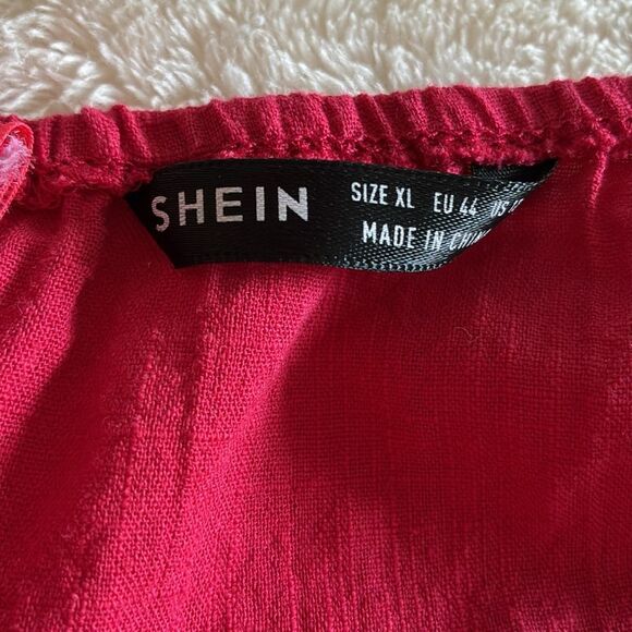 SHEIN 100% Cotton Red Wrap Backless Dress XL - Picture 14 of 14